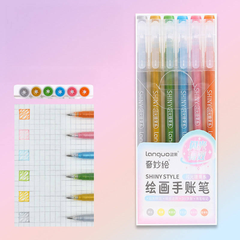 Languo Morandi Multiple Color 0.5mm Gel Pen 6 / 9 Pcs Set, Shiny Candy (New), Gel Pen