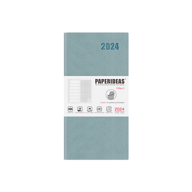 PAPERIDEAS 2024 48K Softcover Weekly Planner Notebook, Smoke Blue