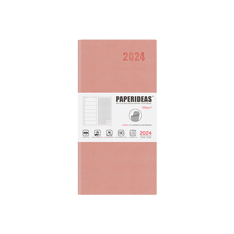 PAPERIDEAS 2024 48K Softcover Weekly Planner Notebook, Pink
