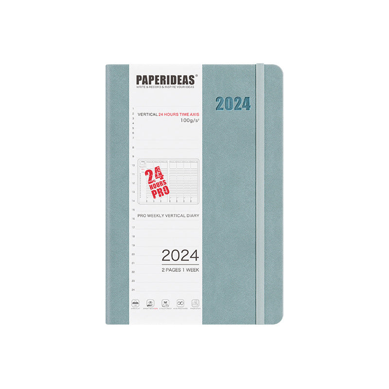 PAPERIDEAS 2024 A5 Hardcover / Softcover Daily Planner Notebook, Smoke Blue / Hardcover