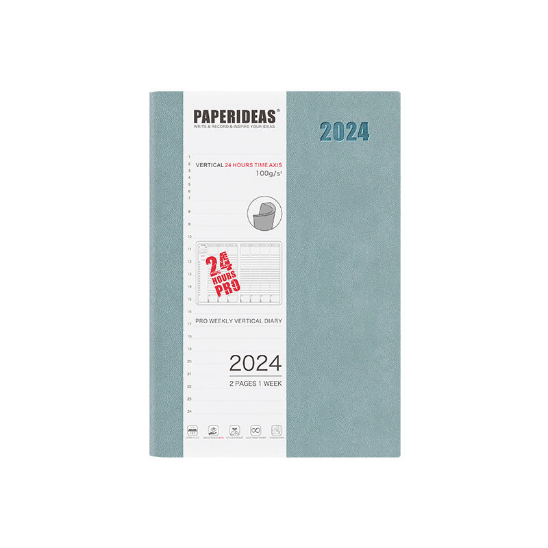 PAPERIDEAS 2024 A5 Hardcover / Softcover Daily Planner Notebook, Smoke Blue / Softcover