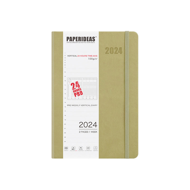 PAPERIDEAS 2024 A5 Hardcover / Softcover Daily Planner Notebook, Pale Green / Hardcover