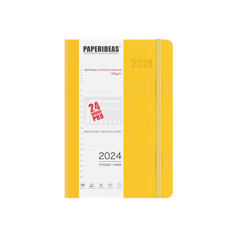 PAPERIDEAS 2024 A5 Hardcover / Softcover Daily Planner Notebook, Yellow / Hardcover