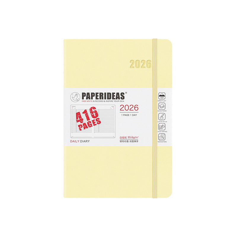 PAPERIDEAS 2026 A5/A6 Hardcover 416 Page Daily Planner Notebook