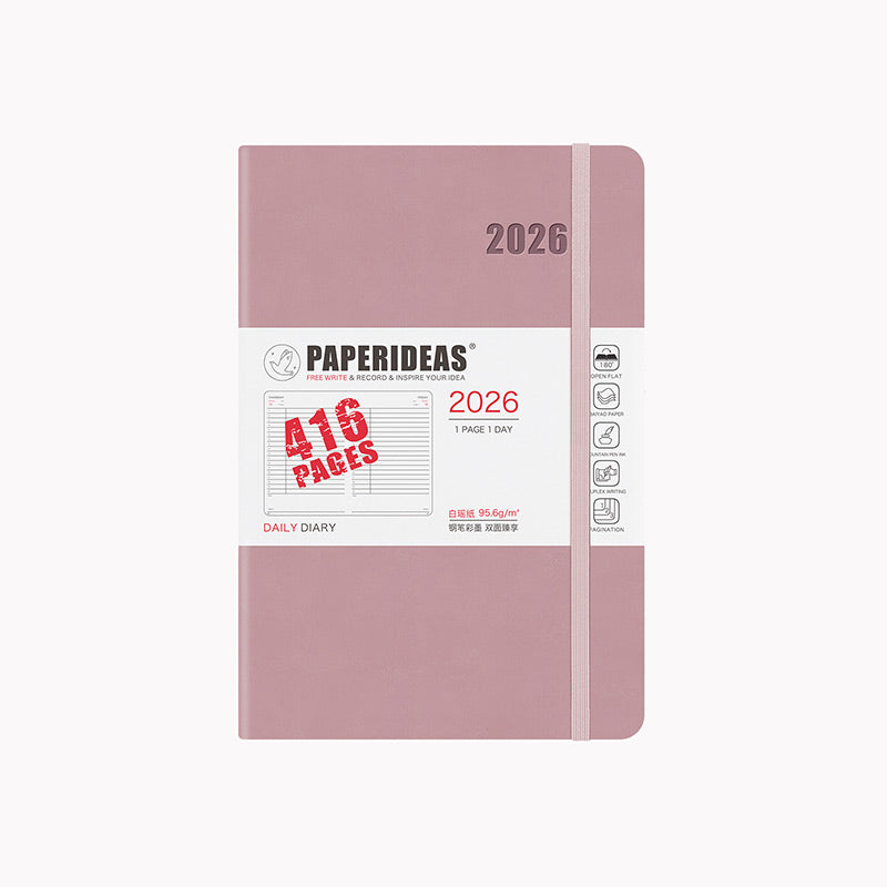 PAPERIDEAS 2026 A5/A6 Hardcover 416 Page Daily Planner Notebook