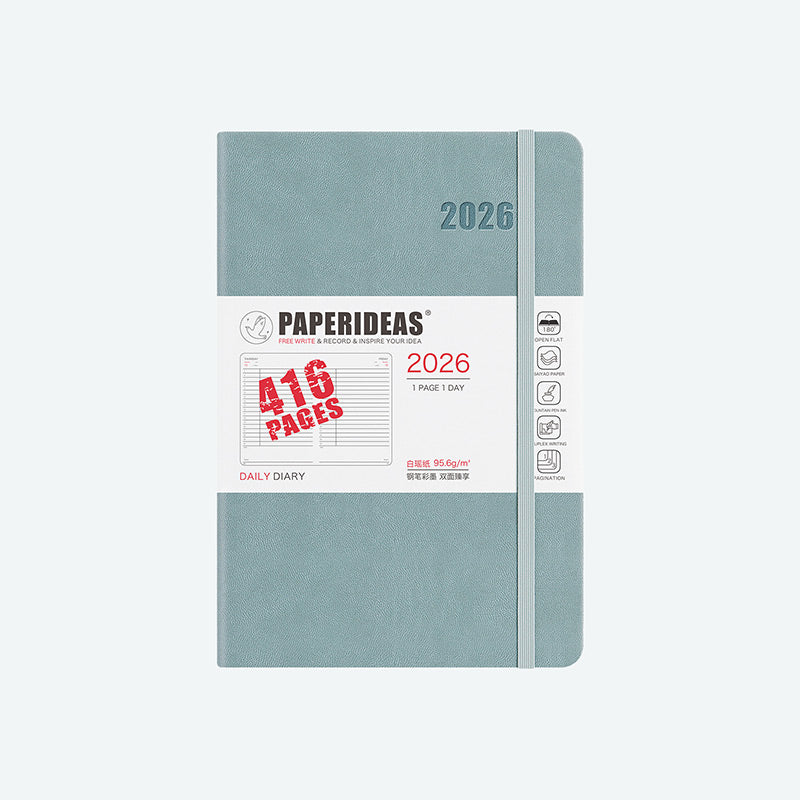 PAPERIDEAS 2026 A5/A6 Hardcover 416 Page Daily Planner Notebook