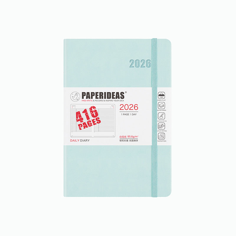 PAPERIDEAS 2026 A5/A6 Hardcover 416 Page Daily Planner Notebook