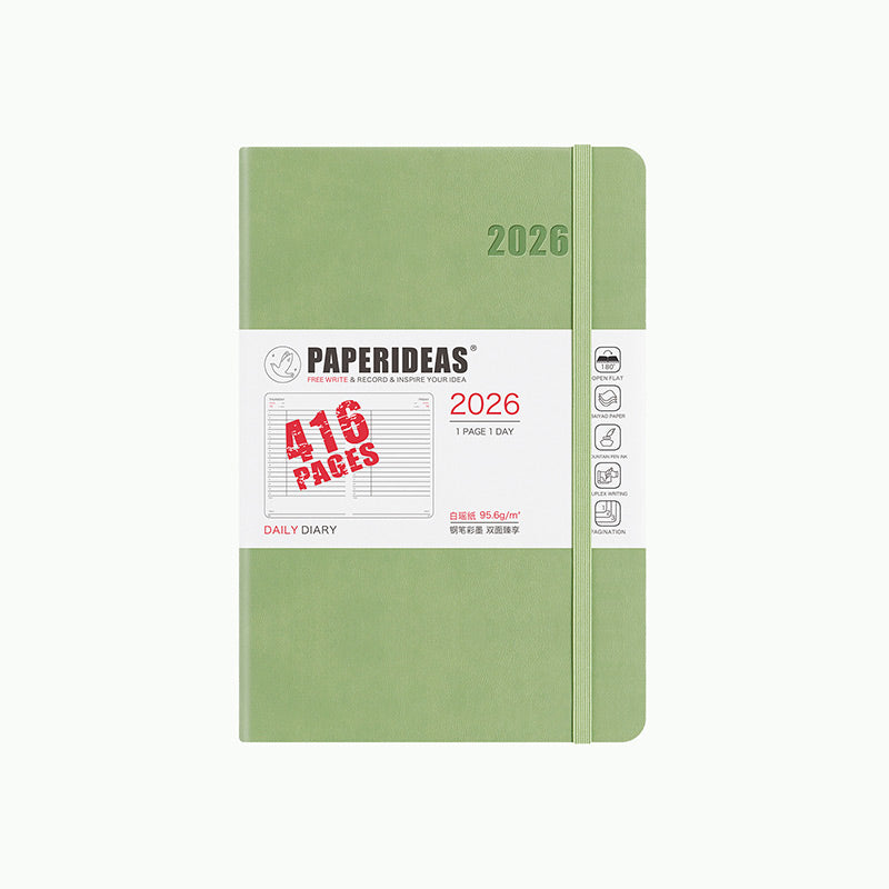 PAPERIDEAS 2026 A5/A6 Hardcover 416 Page Daily Planner Notebook