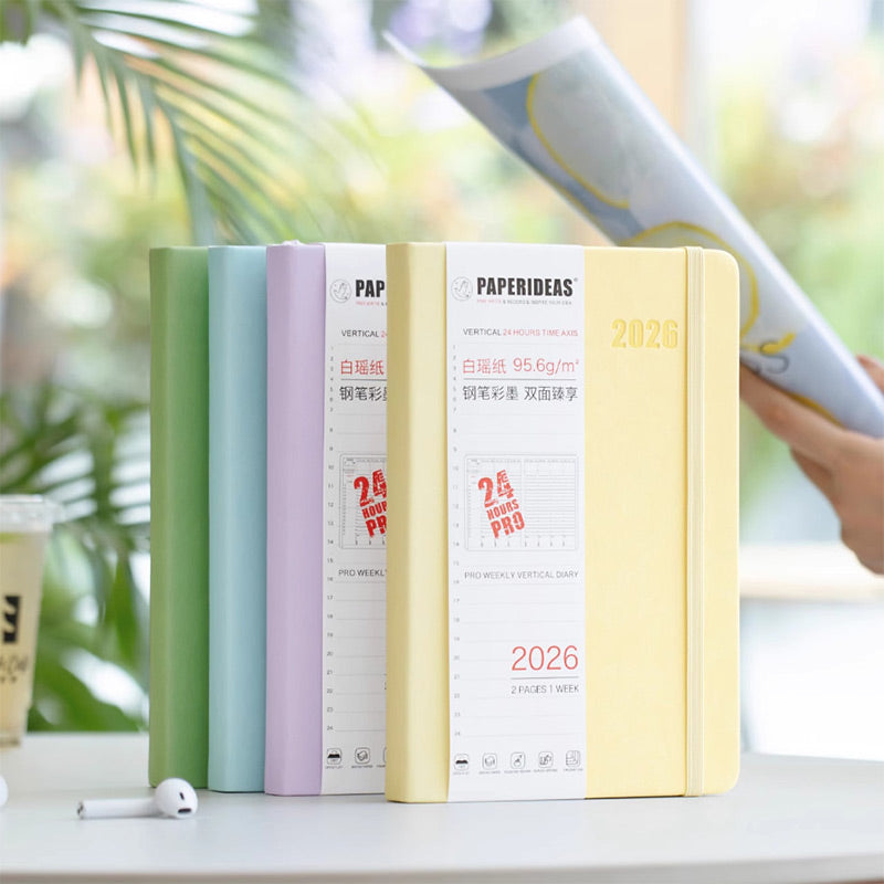 PAPERIDEAS 2026 A5 Hardcover Weekly Planner with Hourly Schedule Notebook