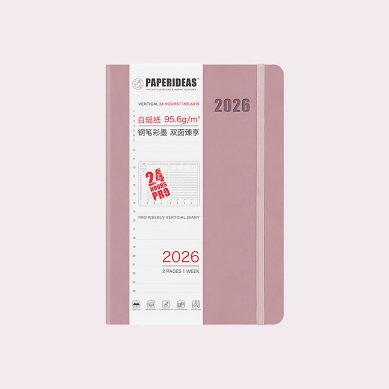 PAPERIDEAS 2026 A5 Hardcover Weekly Planner with Hourly Schedule Notebook