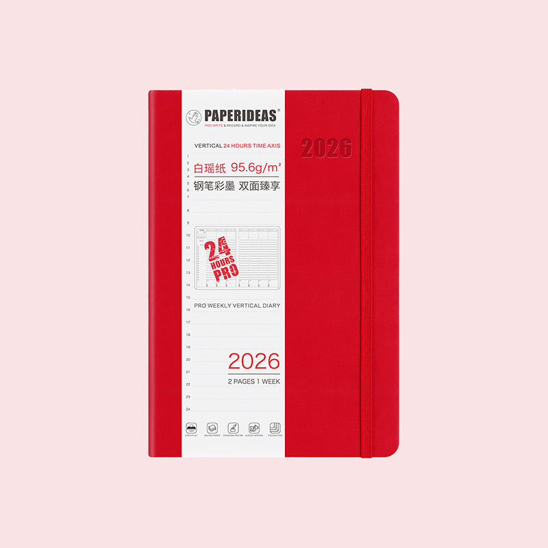 PAPERIDEAS 2026 A5 Hardcover Weekly Planner with Hourly Schedule Notebook