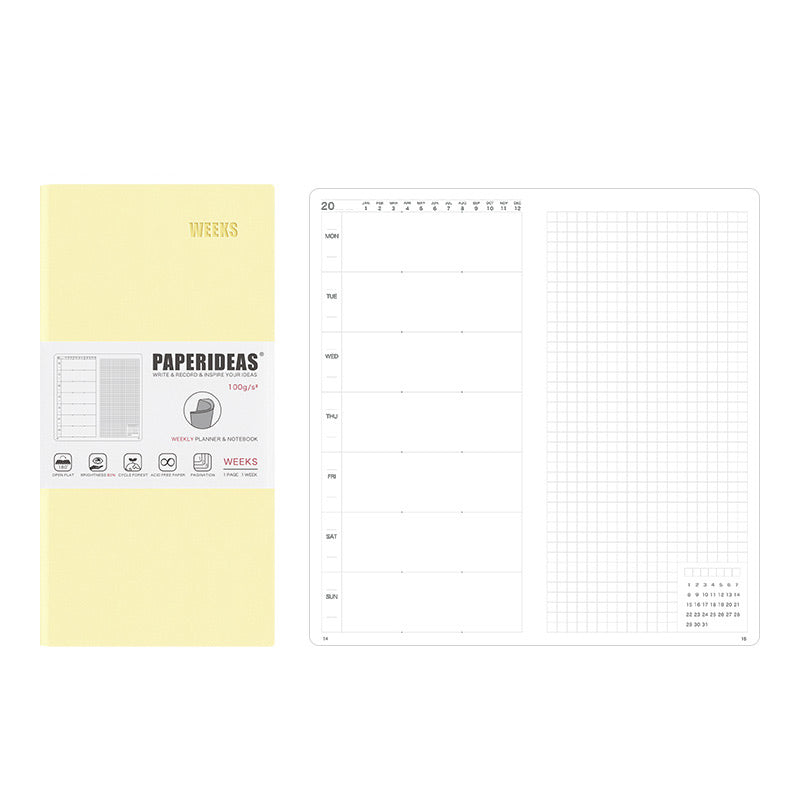 PAPERIDEAS 48K Hardcover / Softcover Weekly Planner Notebook