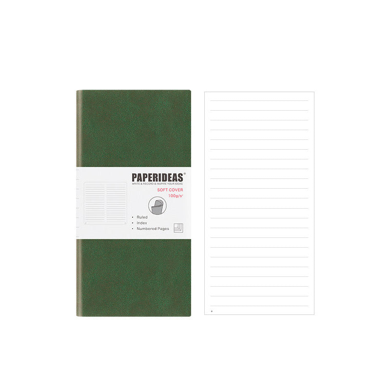 PAPERIDEAS Slim Pocket Notebook Softcover / Hardcover (Dotted/Grid/Lined/Blank) Green / Softcover / Lined