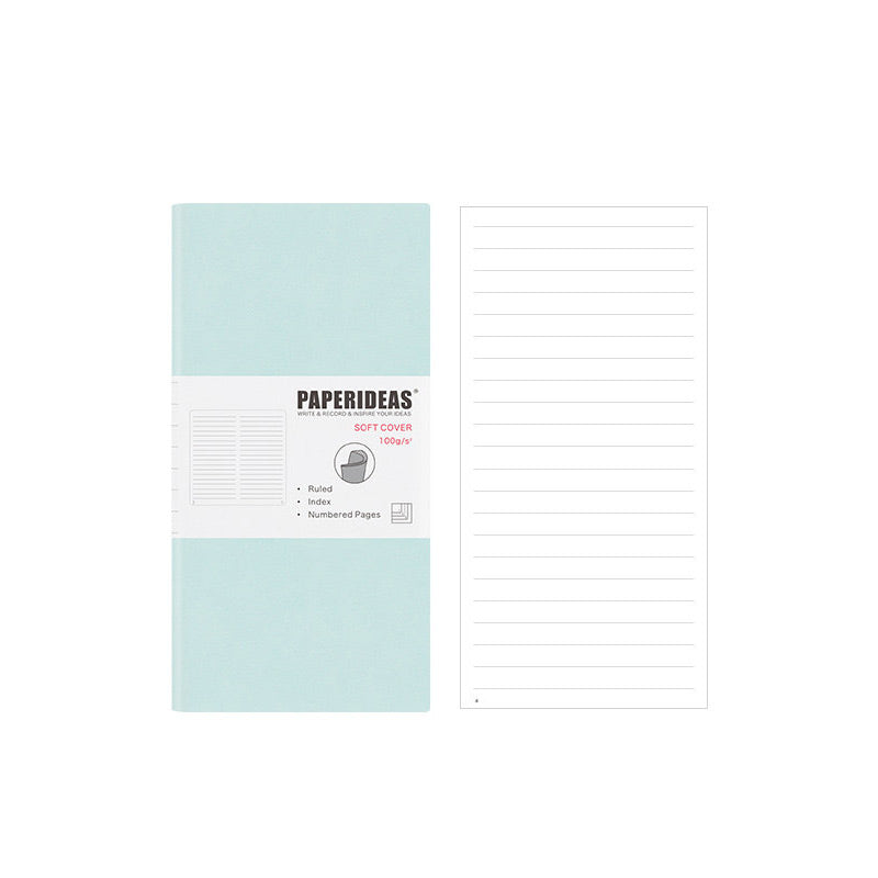 PAPERIDEAS Slim Pocket Notebook Softcover / Hardcover (Dotted/Grid/Lined/Blank) Pale Blue / Softcover / Lined