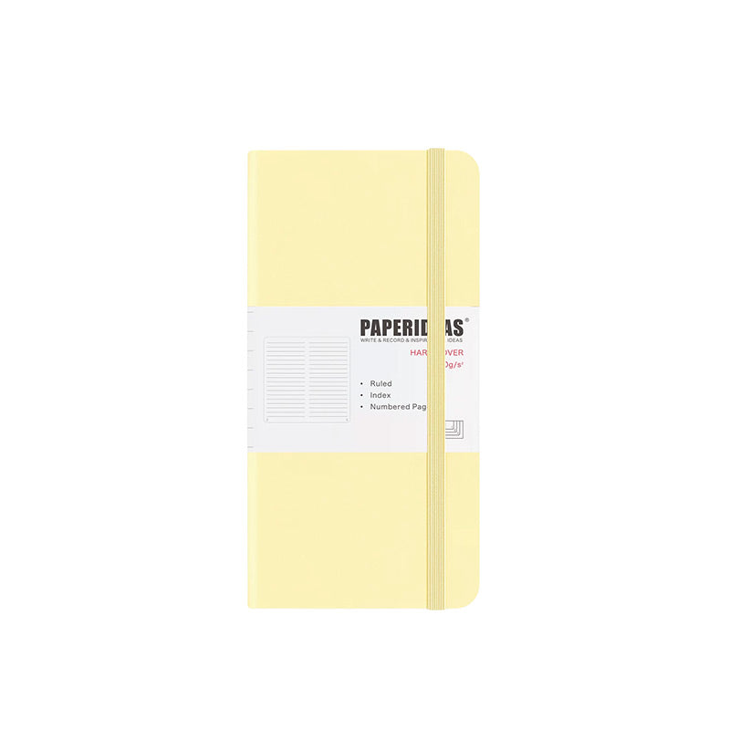 PAPERIDEAS Slim Pocket Notebook Softcover / Hardcover (Dotted/Grid/Lined/Blank) Pale Yellow / Hardcover / Lined