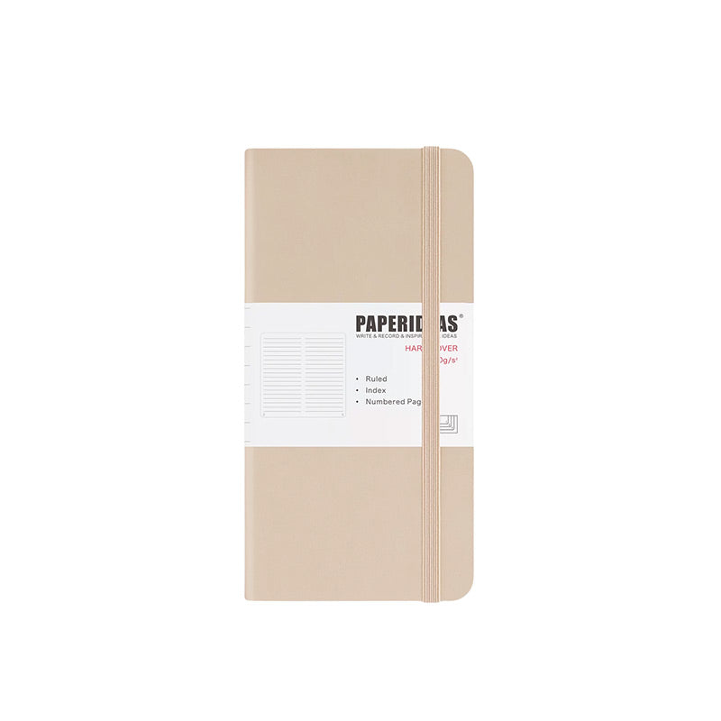 PAPERIDEAS Slim Pocket Notebook Softcover / Hardcover (Dotted/Grid/Lined/Blank) Beige / Hardcover / Lined