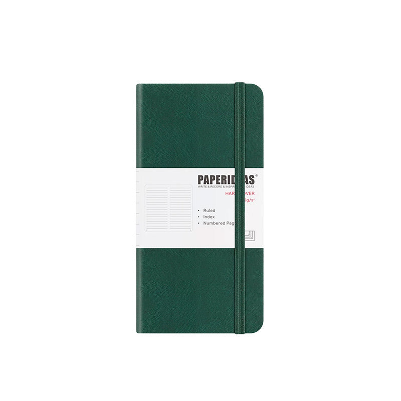 PAPERIDEAS Slim Pocket Notebook Softcover / Hardcover (Dotted/Grid/Lined/Blank) Green / Hardcover / Lined
