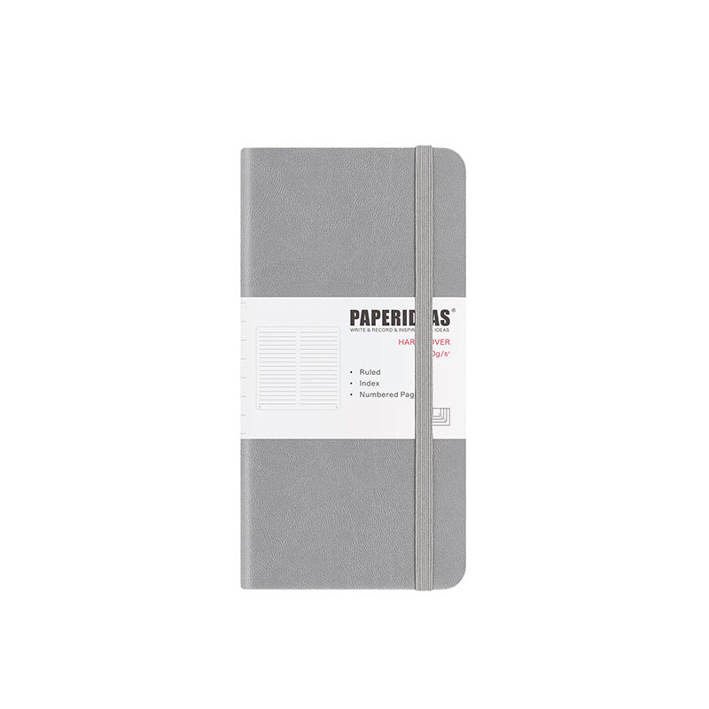 PAPERIDEAS Slim Pocket Notebook Softcover / Hardcover (Dotted/Grid/Lined/Blank) Gray / Hardcover / Lined