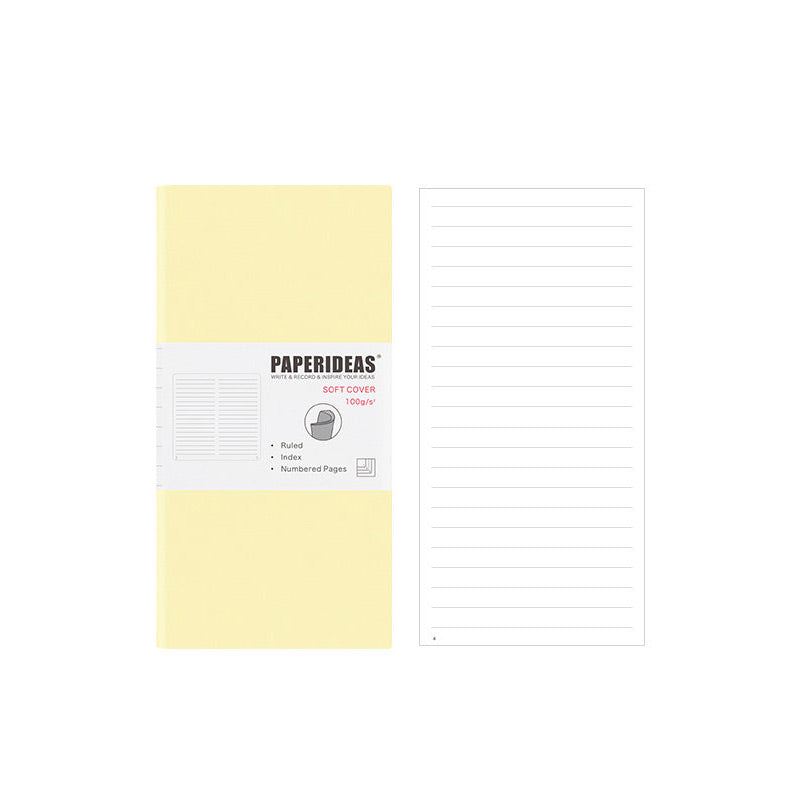 PAPERIDEAS Slim Pocket Notebook Softcover / Hardcover (Dotted/Grid/Lined/Blank) Pale Yellow / Softcover / Lined