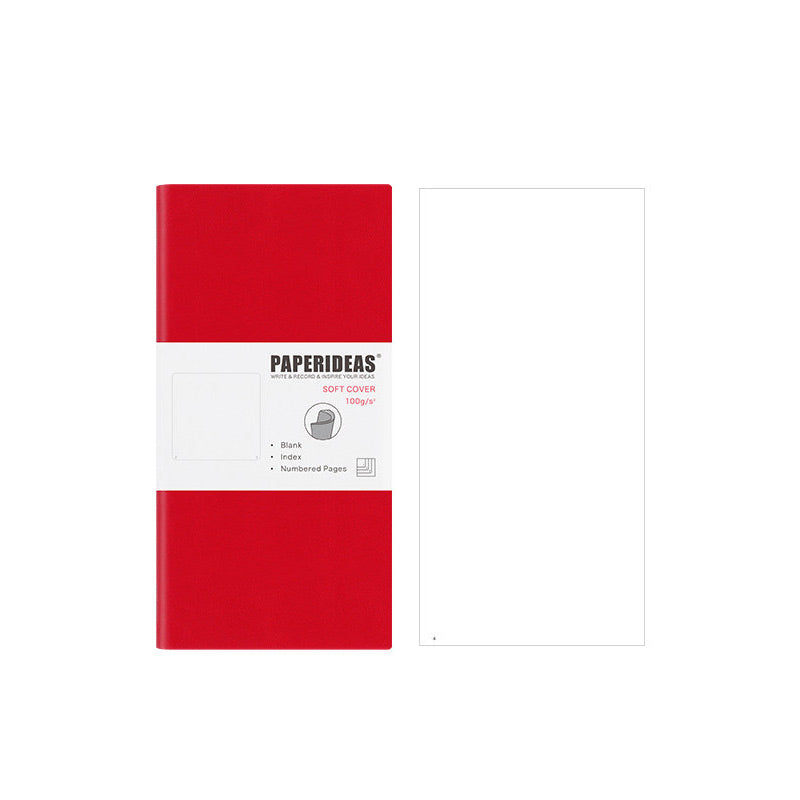 PAPERIDEAS Slim Pocket Notebook Softcover / Hardcover (Dotted/Grid/Lined/Blank) Red / Softcover / Blank