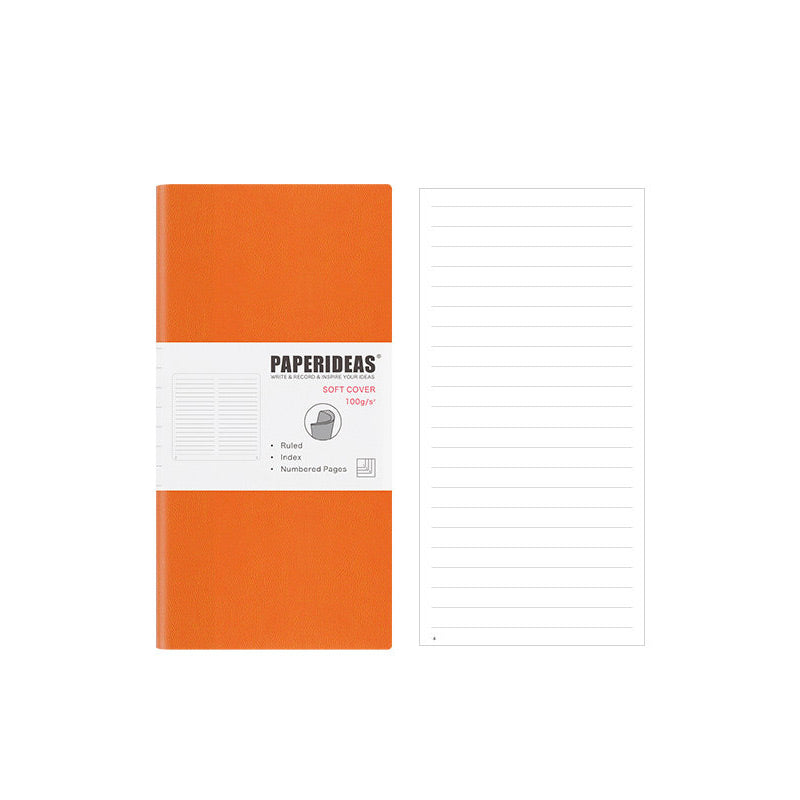PAPERIDEAS Slim Pocket Notebook Softcover / Hardcover (Dotted/Grid/Lined/Blank) Orange / Softcover / Lined