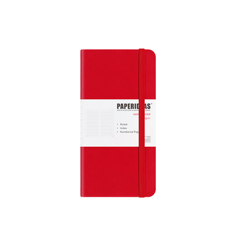 PAPERIDEAS Slim Pocket Notebook Softcover / Hardcover (Dotted/Grid/Lined/Blank) Red / Hardcover / Lined
