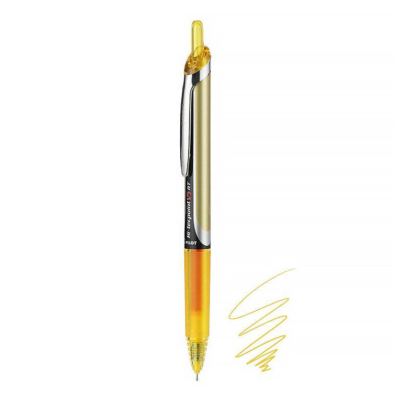 PILOT Precise V5 RT Premium Rolling Ball Pen & Refill [6 / 12 Refills Pack] - 0.5mm Yellow / Pen / 1