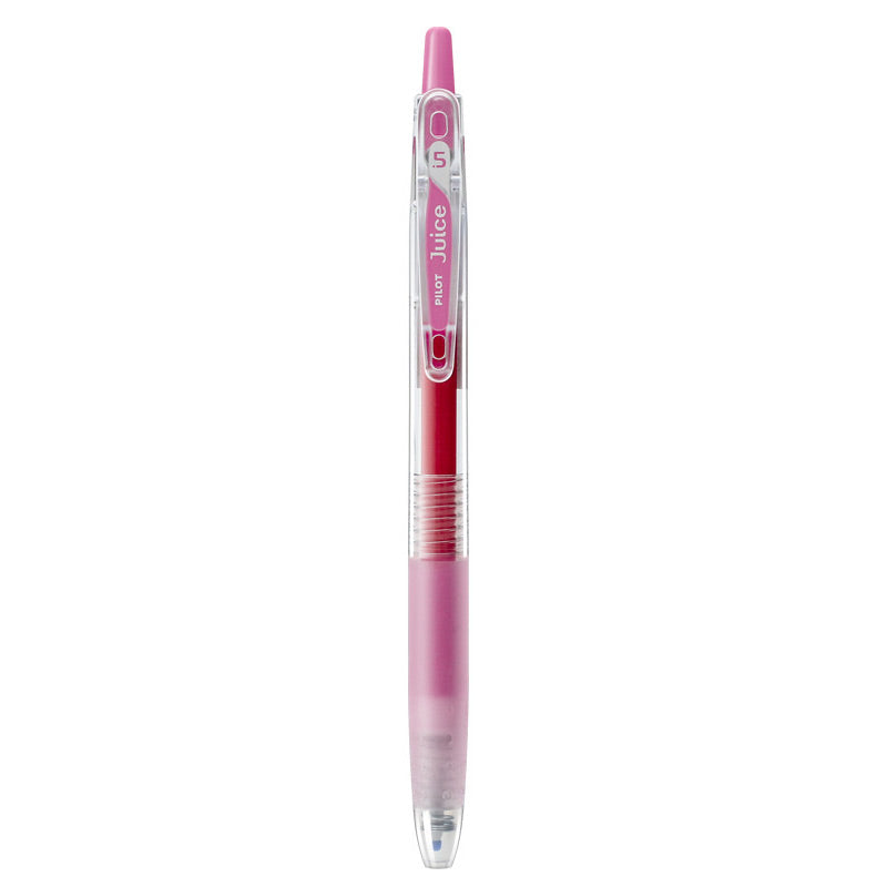 Coral Pink shade of the PILOT Juice 0.5mm gel pen shown beside its color name and tip size label