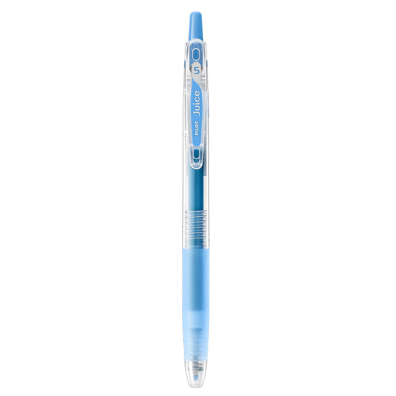 Light Blue shade of the PILOT Juice 0.5mm gel pen shown beside its color name and tip size label
