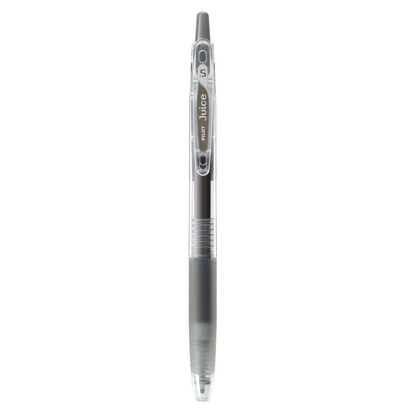 Grey shade of the PILOT Juice 0.5mm gel pen shown beside its color name and tip size label