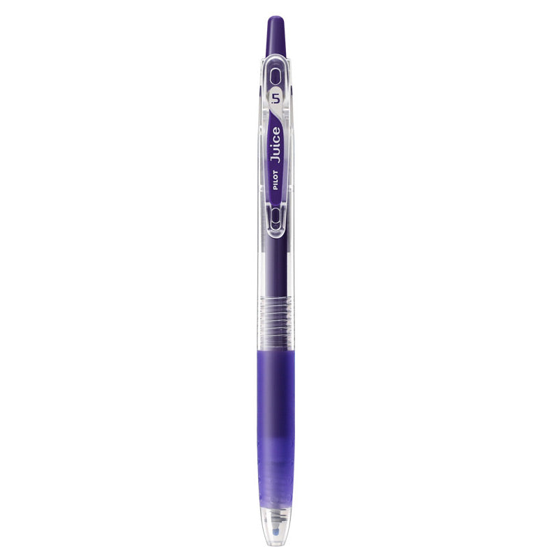 Violet shade of the PILOT Juice 0.5mm gel pen shown beside its color name and tip size label