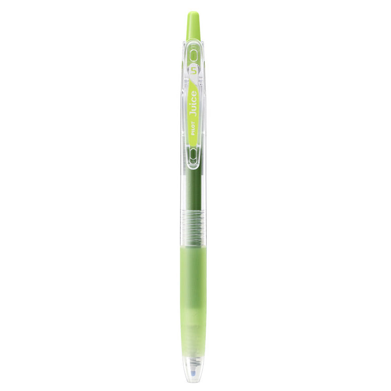Apple Green shade of the PILOT Juice 0.5mm gel pen shown beside its color name and tip size label