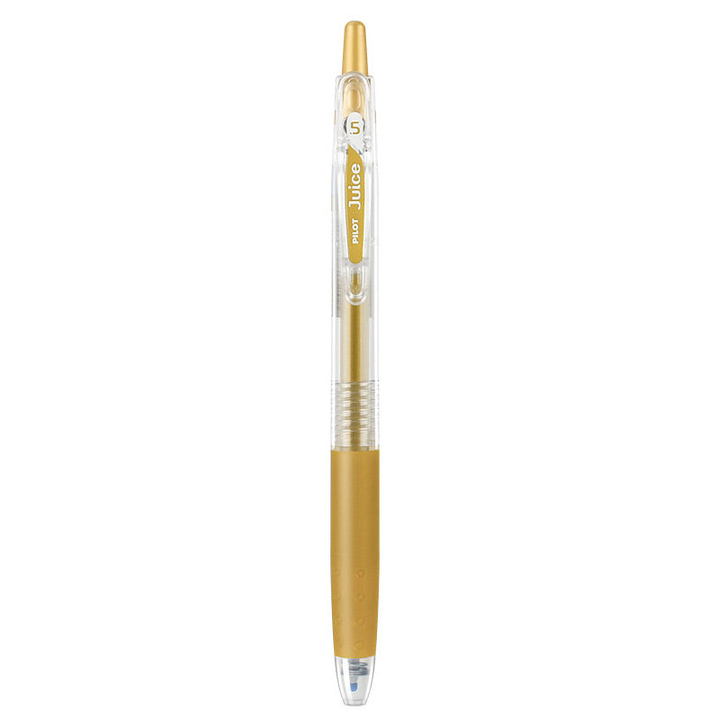 Gold shade of the PILOT Juice 0.5mm gel pen shown beside its color name and tip size label