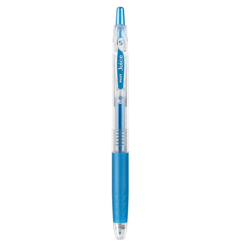 Metallic Blue shade of the PILOT Juice 0.5mm gel pen shown beside its color name and tip size label