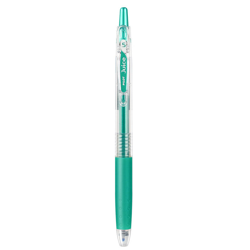 Metallic Green shade of the PILOT Juice 0.5mm gel pen shown beside its color name and tip size label
