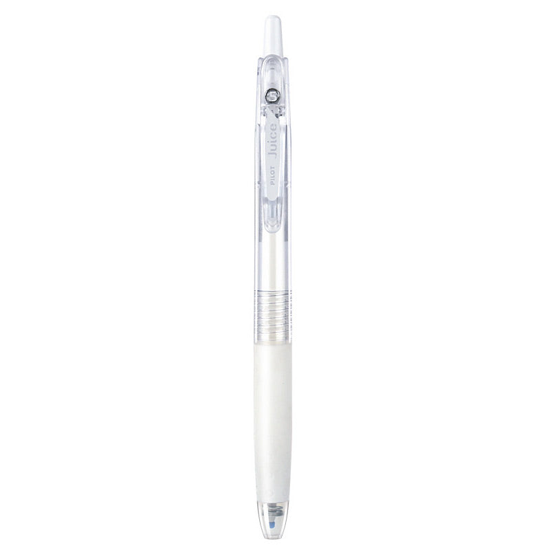 White shade of the PILOT Juice 0.5mm gel pen shown beside its color name and tip size label