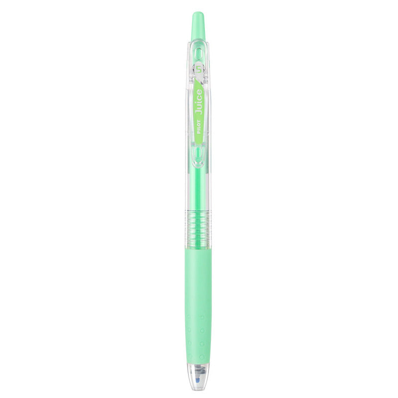 Pastel Green shade of the PILOT Juice 0.5mm gel pen shown beside its color name and tip size label
