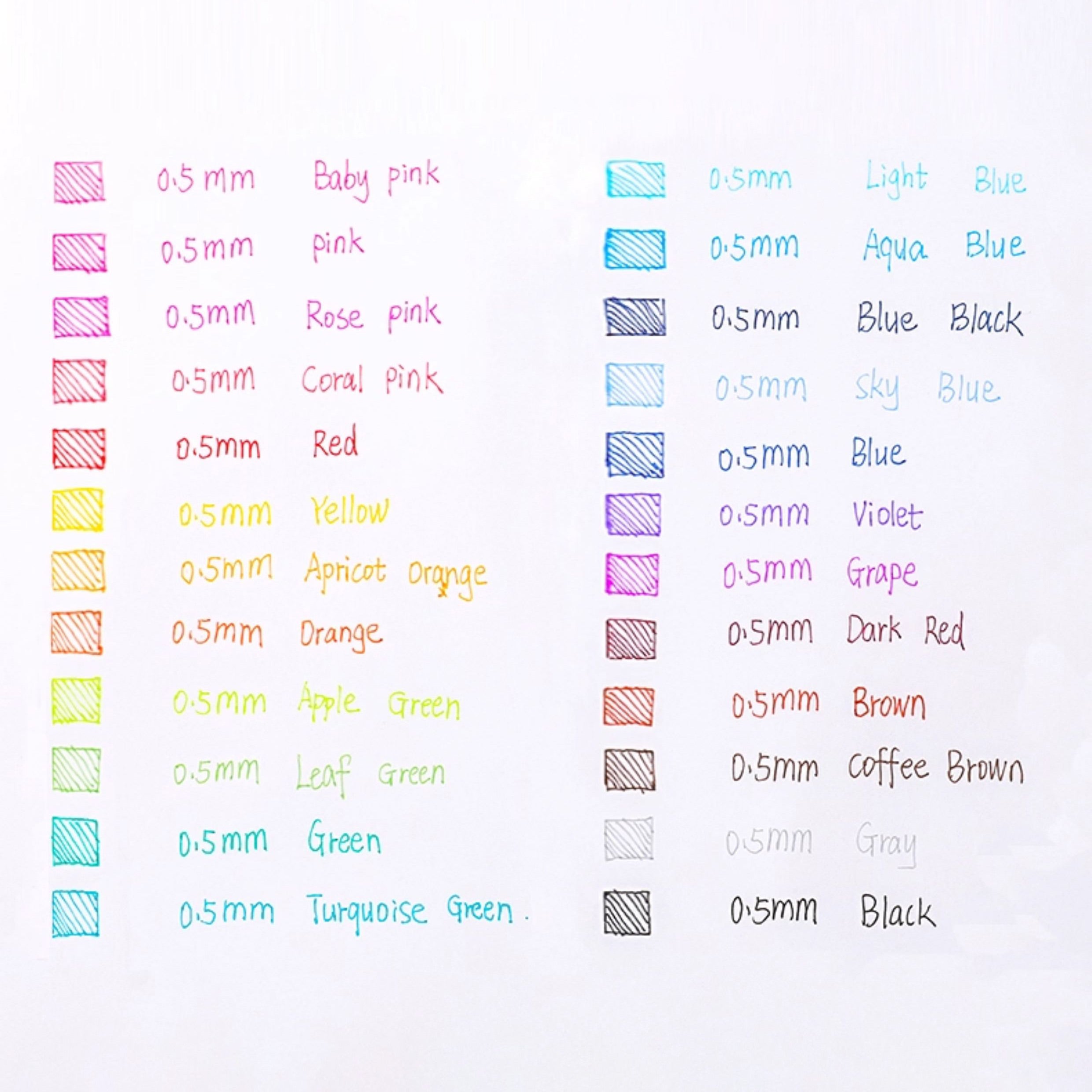 Wide banner of the full rainbow gel pen lineup with 24-color branding