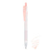 Apricot Orange Pilot Juice 0.5mm gel pen with frosted barrel, apricot clip and plunger, beside matching ink scribble.