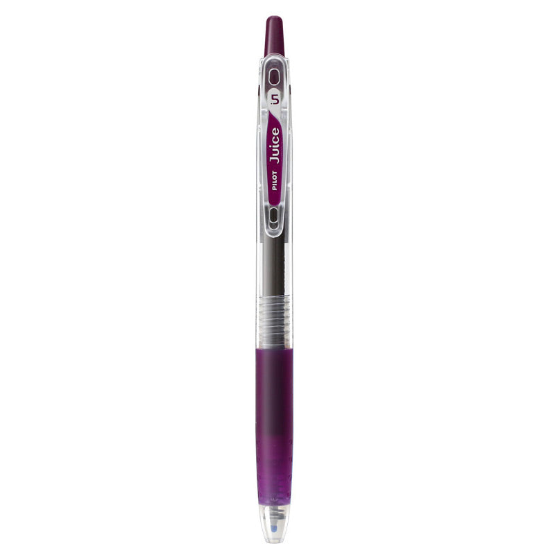 Dark Red shade of the PILOT Juice 0.5mm gel pen shown beside its color name and tip size label