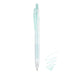 Muted Green Pilot Juice 0.5mm gel pen with frosted barrel, mint clip and plunger, beside a mint ink scribble.