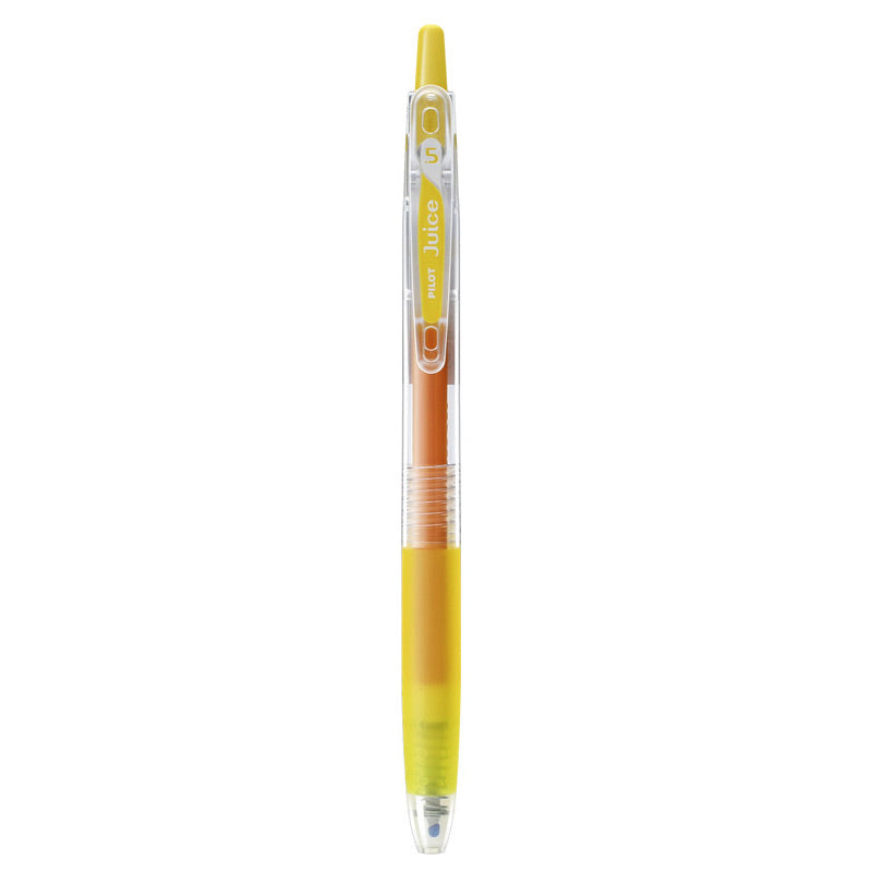 Yellow shade of the PILOT Juice 0.5mm gel pen shown beside its color name and tip size label