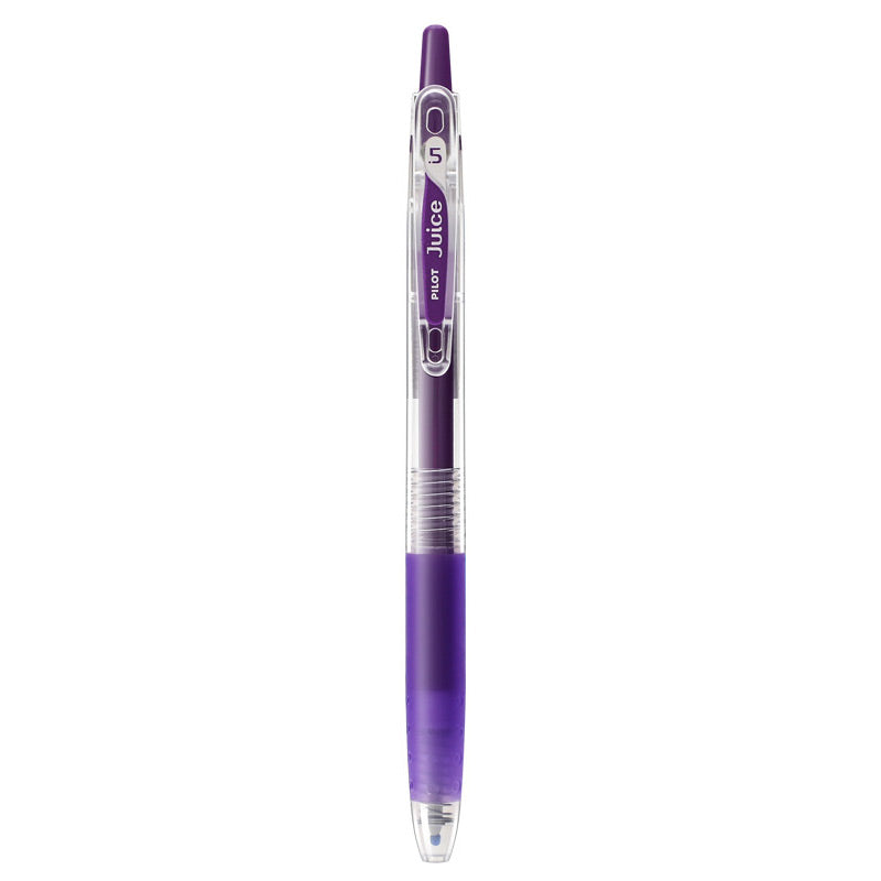 Grape shade of the PILOT Juice 0.5mm gel pen shown beside its color name and tip size label