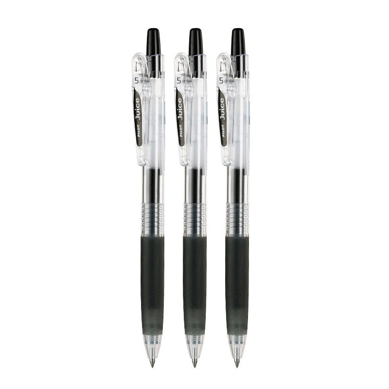 PILOT Juice gel pen refill 3-pack in black ink is shown with its package.