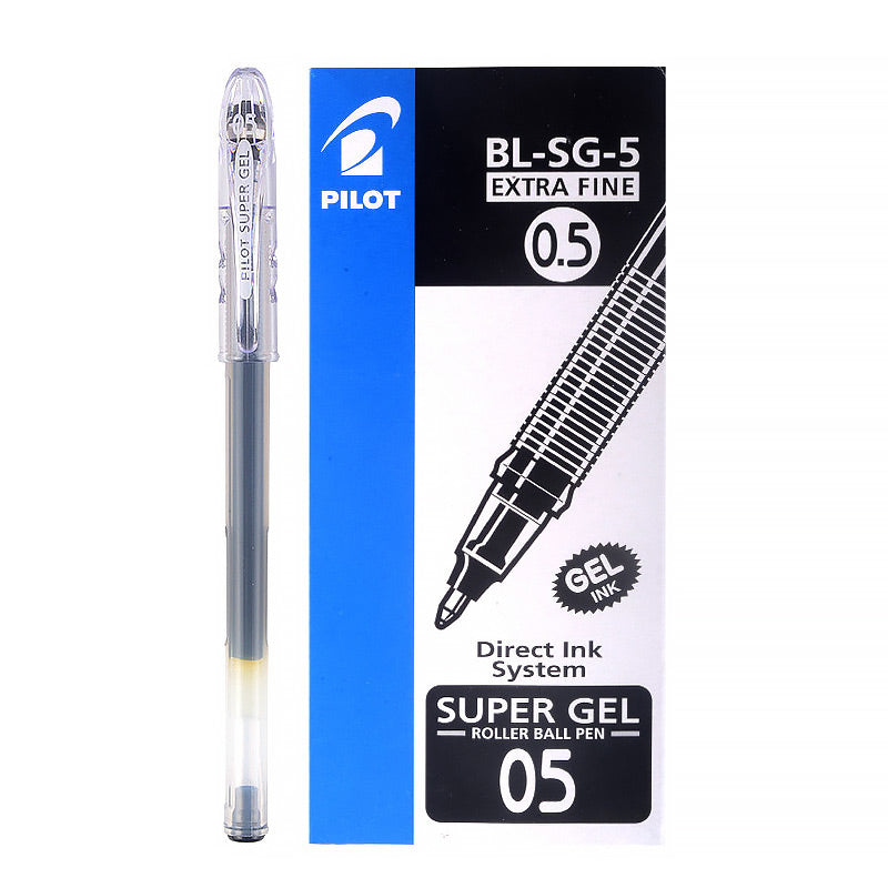 PILOT SUPER GEL Roller Ink Pen [Single / 12-Pack] 0.5mm BL-SG-5 Black / 12-Pack