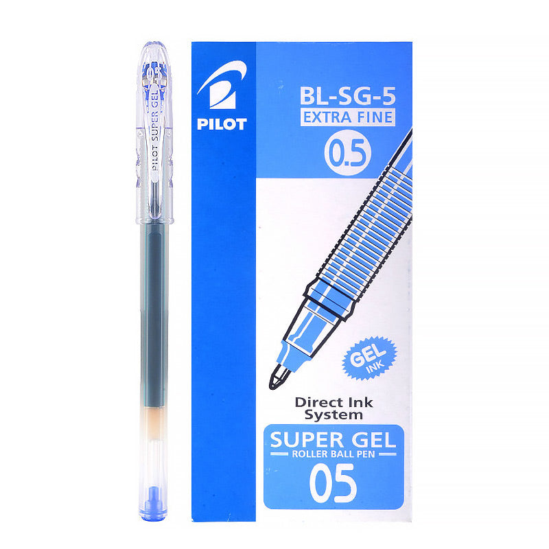 PILOT SUPER GEL Roller Ink Pen [Single / 12-Pack] 0.5mm BL-SG-5 Blue / 12-Pack