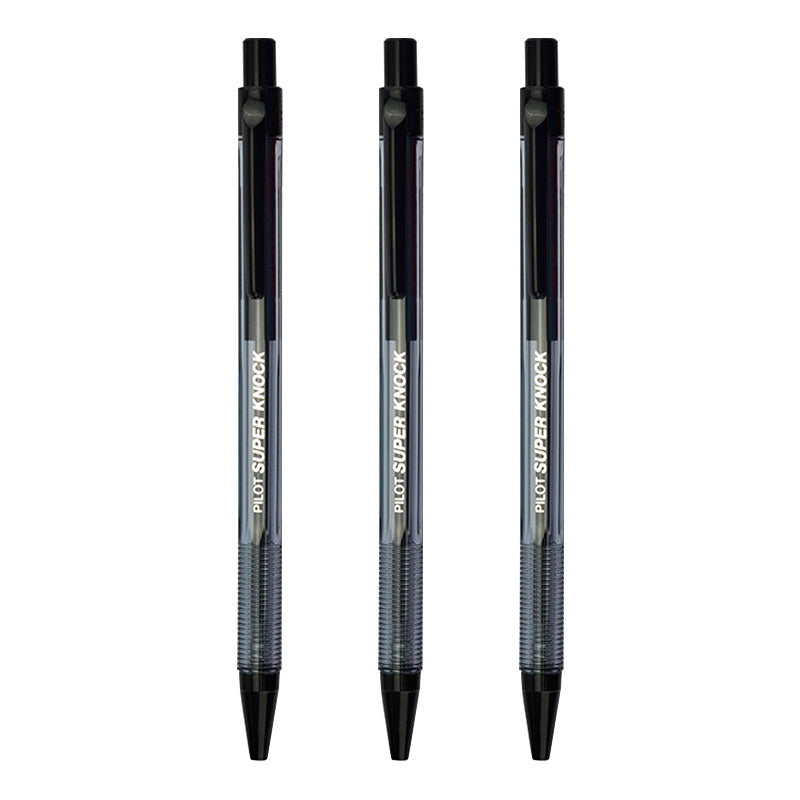PILOT Super Knock 0.7mm Ball Point Pen 3 Pcs Pack, Black