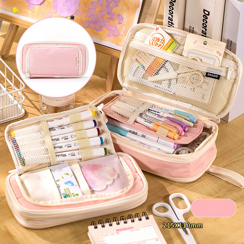 Pastel Zippered Large Foldable Side Open Pencil Case — A Lot Mall