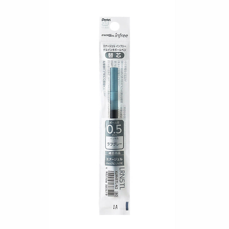 Rough Gray Pentel EnerGel Infree LRN5TL 0.5mm gel pen refill in its package