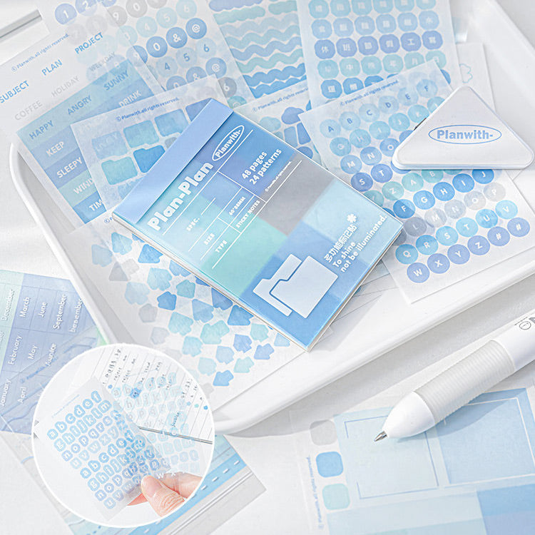 Planwith Logical Writeable Index Tabs & Transparent Sticky Notes Set